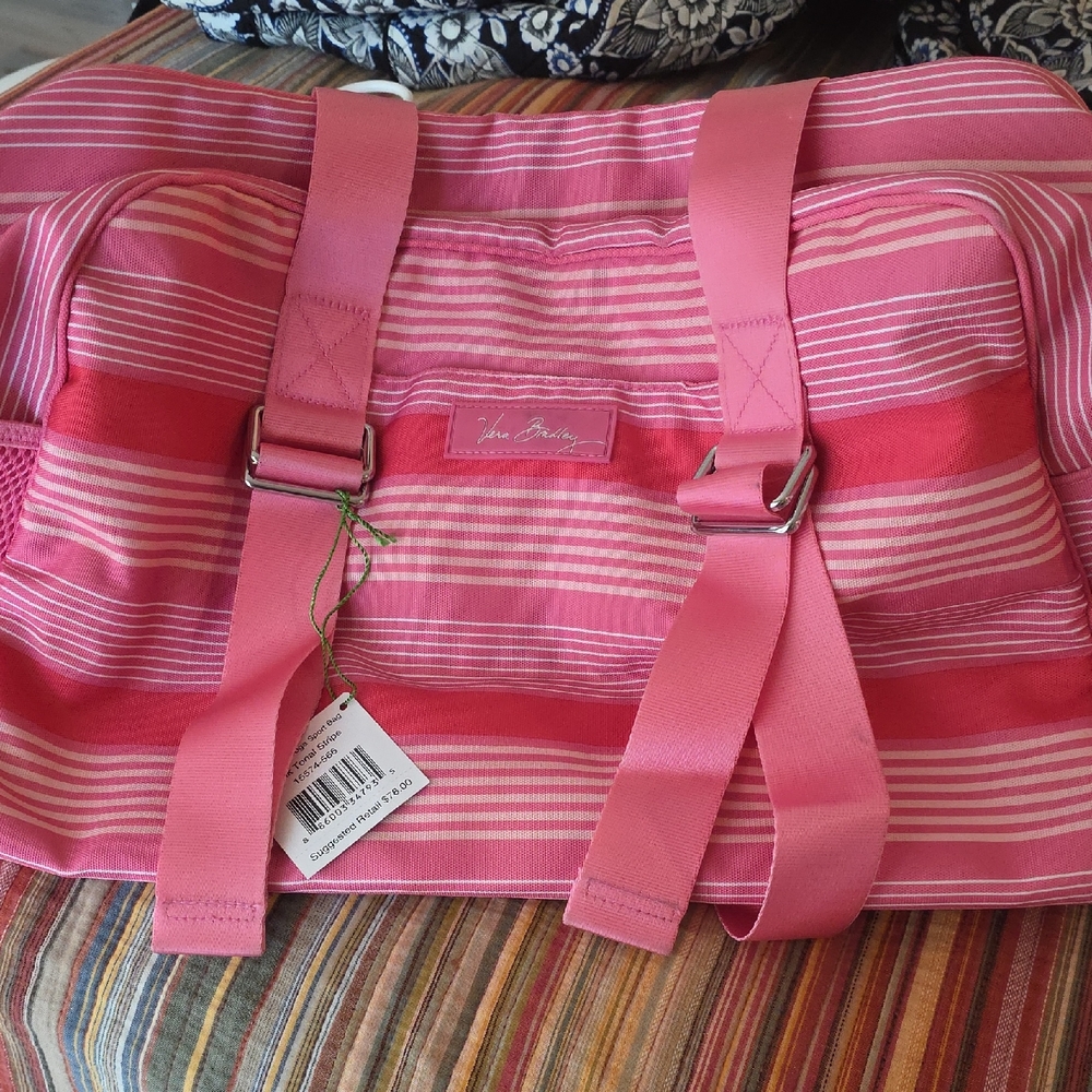 Vera Bradley Lighten Up Yoga Sport Bag.  Pink Tonal Stripe
